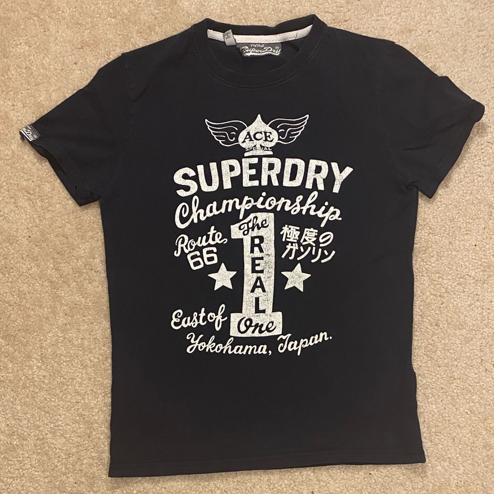 Superdry Black Short Sleeve Graphic Tee with White Logo
